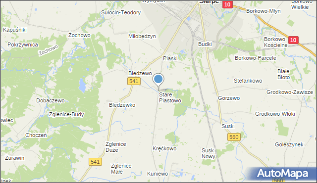 mapa Stare Piastowo, Stare Piastowo na mapie Targeo